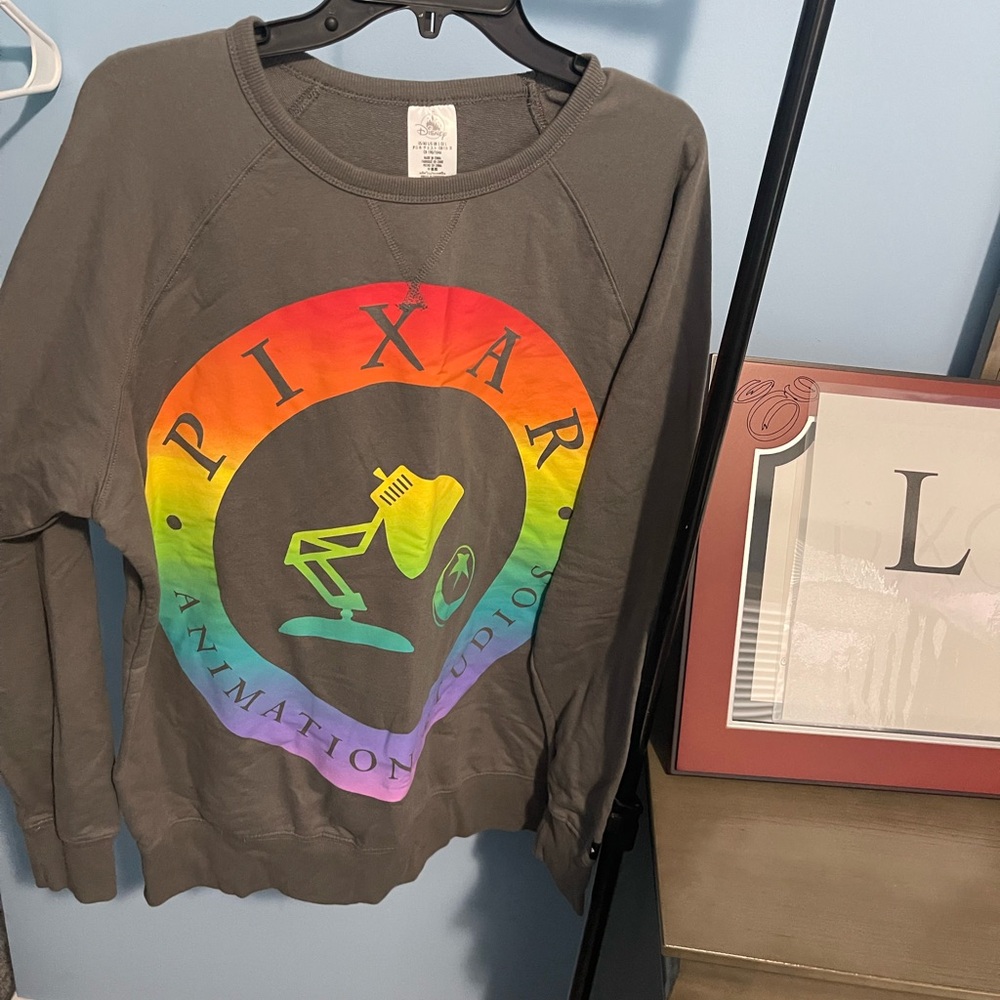 Disney Pixar Gray Sweatshirt with Rainbow Logo